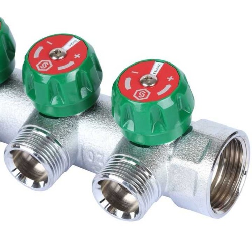 Коллектор распределительный, 1" - 1/2", 3 выхода, плоск уплот, хром Stout