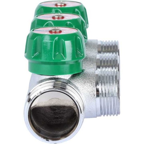 Коллектор распределительный, 1" - 1/2", 3 выхода, плоск уплот, хром Stout