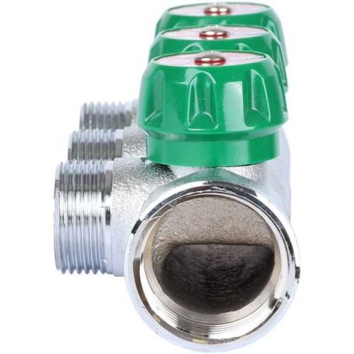 Коллектор распределительный, 1" - 1/2", 3 выхода, плоск уплот, хром Stout